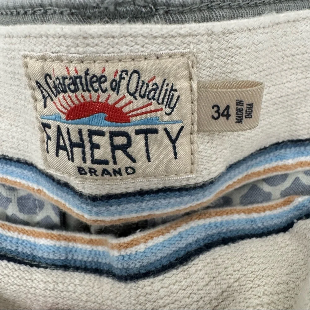 Faherty Gray Organic Cotton Blend Chino Shorts Iconic Button Size 34